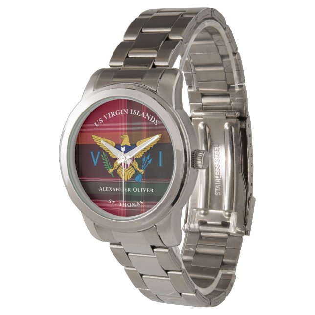 US Virgin Islands Flag St. Thomas Madras Custom   Watch (Angled)