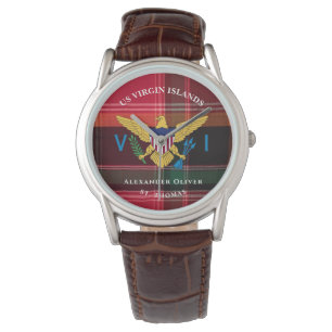 US Virgin Islands Flag St. Thomas Madras Custom  Watch