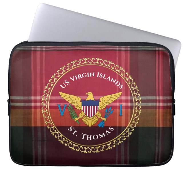 US Virgin Islands Flag St. Thomas Madras USVI Laptop Sleeve (Front)
