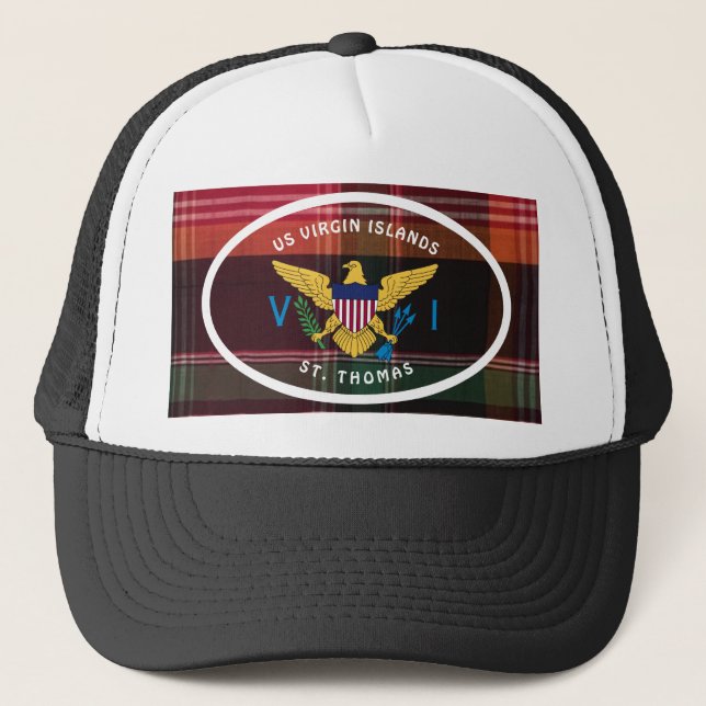  US Virgin Islands Flag St. Thomas Madras USVI Trucker Hat (Front)