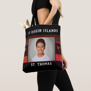 US Virgin Islands Flag St. Thomas Photo Madras Tote Bag