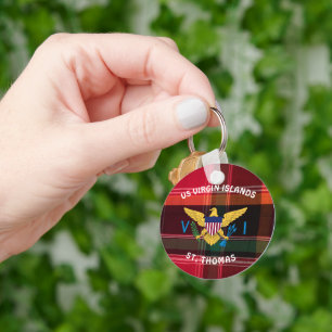 US Virgin Islands Flag St. Thomas USVI Madras  Keychain