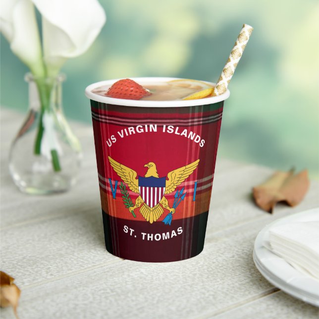 US Virgin Islands Flag St. Thomas USVI Madras  Paper Cups (Insitu)