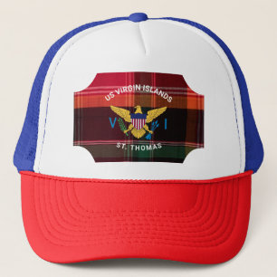 US Virgin Islands Flag St.  Thomas USVI Madras Trucker Hat