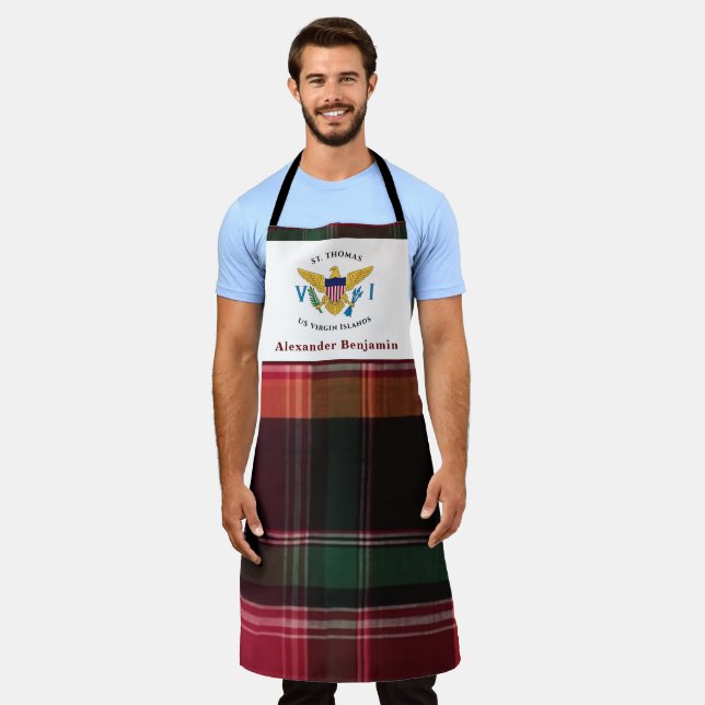 US Virgin Islands Flag USVI St. Thomas Madras Apron (Worn)