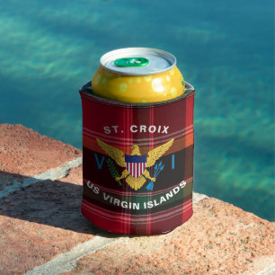US Virgin Islands Flags St. Croix USVI Madras  Can Cooler
