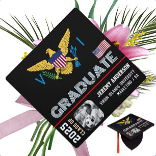 US Virgin Islands Graduation Hat, Photo, USA, Flag Cap Topper