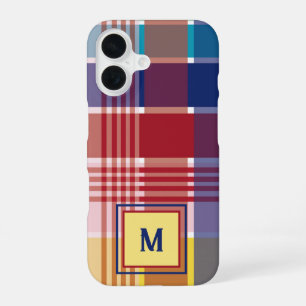 US Virgin Islands Madras Monogram Personalize iPhone 16 Case