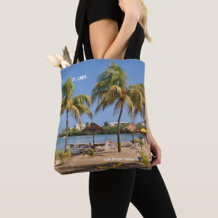US Virgin Islands St. Croix Beach Palms Tropical  Tote Bag