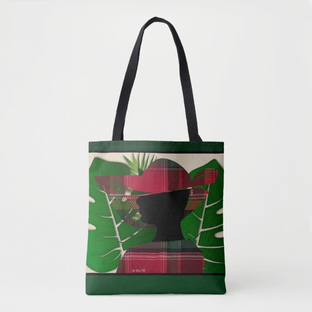 US Virgin Islands St. Croix Madras Tropical Palms Tote Bag (Front)