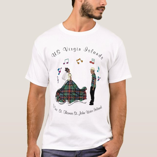 US Virgin Islands St. Croix St. Thomas Madras T-Shirt (Front)
