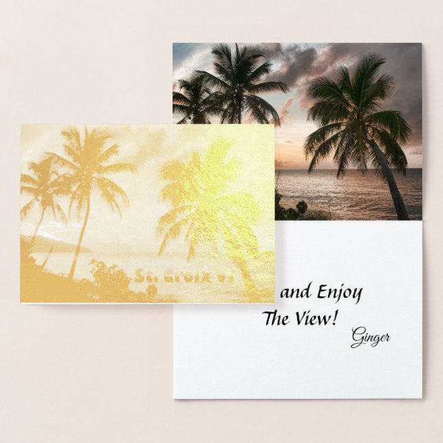 US Virgin Islands St. Croix Sunset Gold  Foil Card (Display)