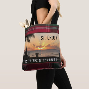 US Virgin Islands St. Croix Sunset Madras Tote Bag