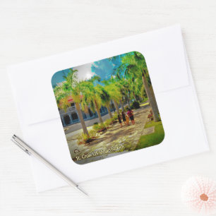 US Virgin Islands St. Croix Tropical Palm Trees Square Sticker