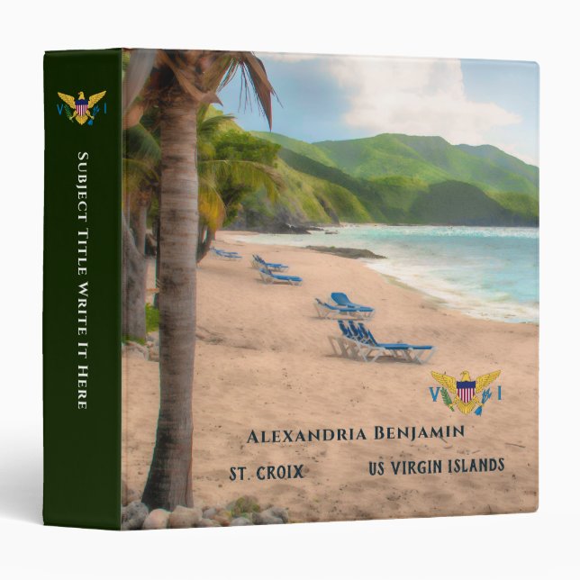 US Virgin Islands St. Croix USVI Tropical Custom Binder (Front/Spine)