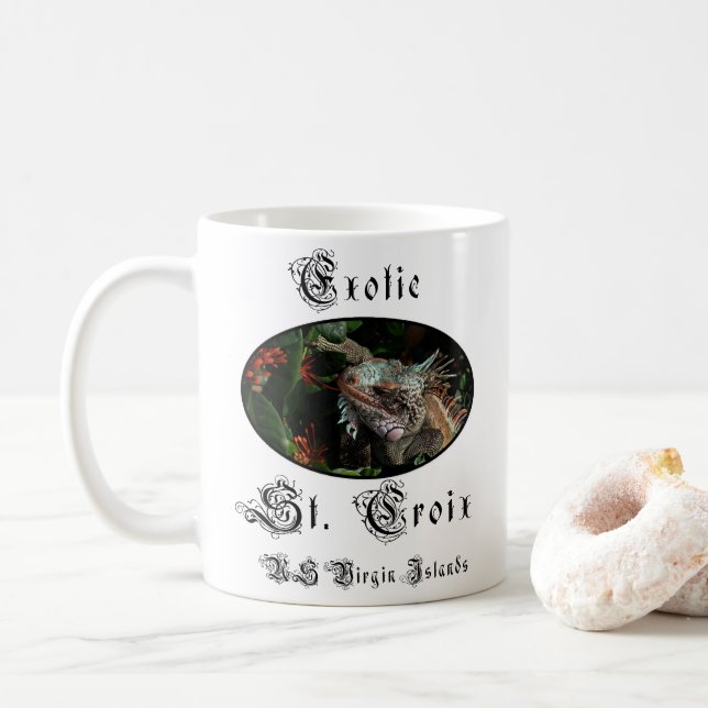 US Virgin Islands St. Croix USVI Tropical Custom Coffee Mug (With Donut)