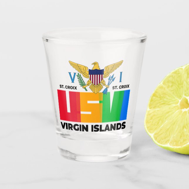 US Virgin Islands St. Croix USVI Tropical   Shot Glass (Front)