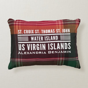 US Virgin Islands U.S. VI Madras Personalize  Accent Pillow