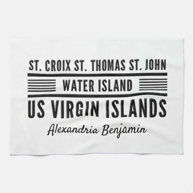US Virgin Islands USVI Caribbean Personalize Name Kitchen Towel (Horizontal)