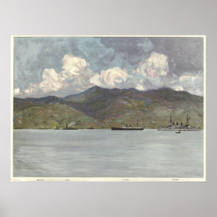 US Warships off Santiago Poster