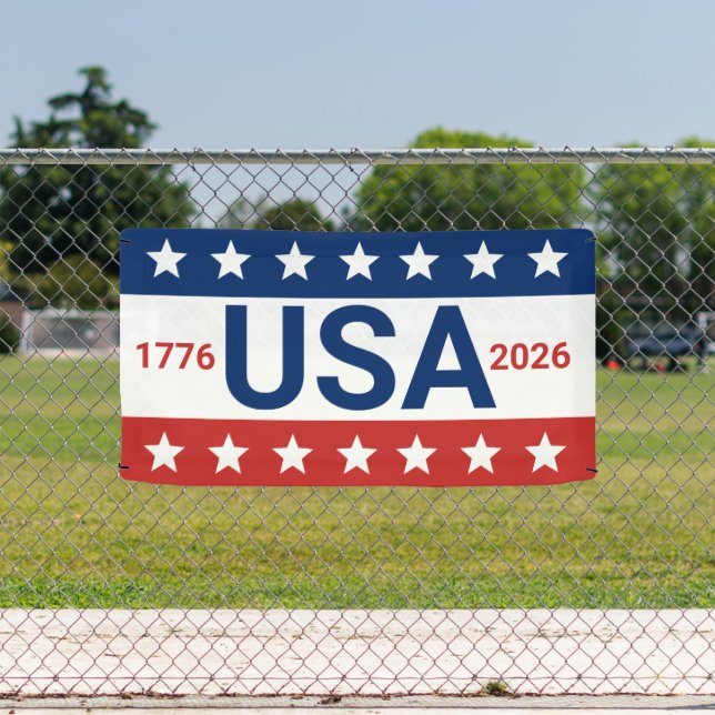 USA 1776 2026 250th Anniversary Red White Blue Banner (Insitu)