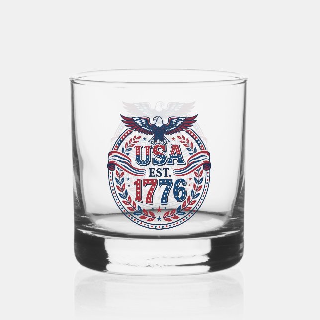 USA 1776 Heritage Emblem Whiskey Glass (Front)