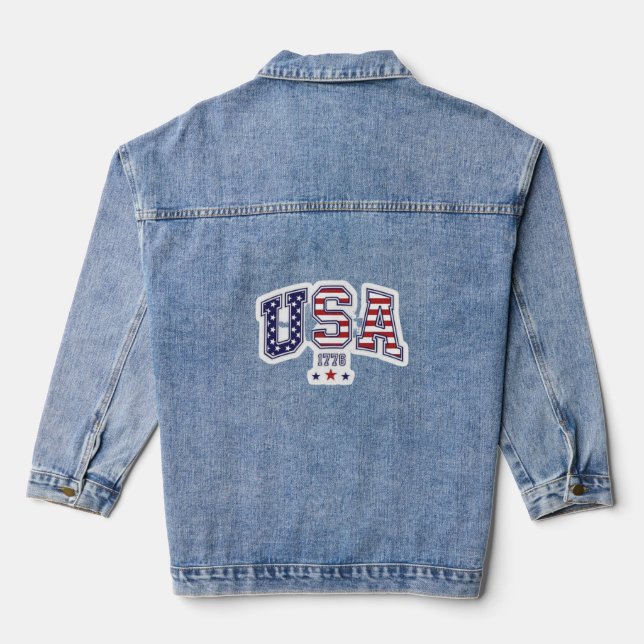 USA 1776 Patriotic Denim Jacket (Back)