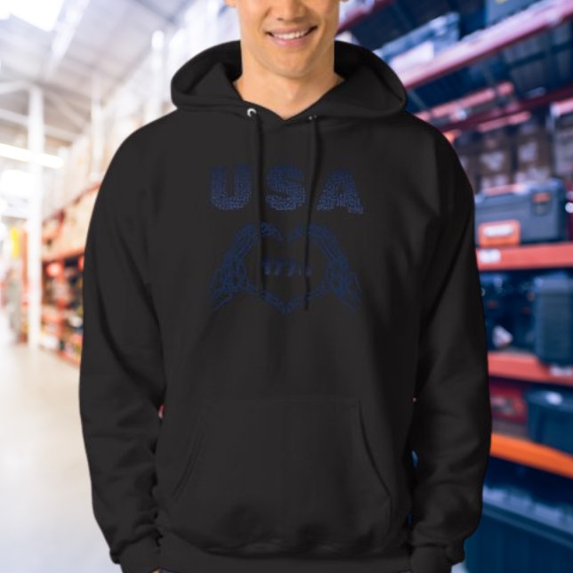 USA 1776 Skeleton Heart Hands Patriotic Hoodie (Creator Uploaded)