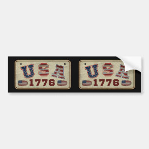 USA 1776 Vintage American Flag Bumper Sticker