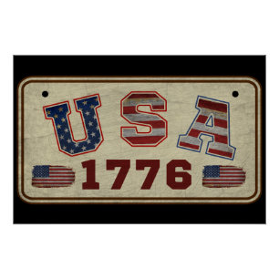 USA 1776 Vintage American Flag Poster