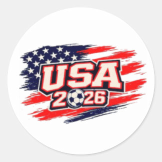 USA 2026 Soccer Flag Patriotic Round Classic Round Sticker