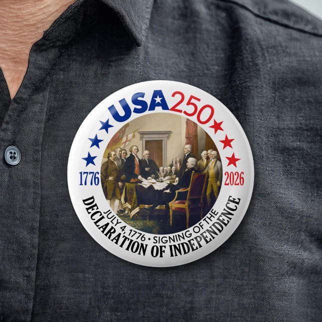 USA 250 - 1776-2026 - Declaration of Independence 2 Inch Round Button (Celebrate America's 250th Birthday)