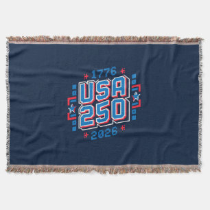 USA 250 – 1776 to 2026 Pixel Art Throw Blanket