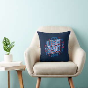 USA 250 – 1776 to 2026 Pixel Art Throw Pillow