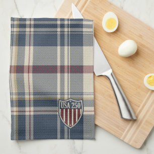 USA 250 American Plaid Shield Motif ID1301 Kitchen Towel