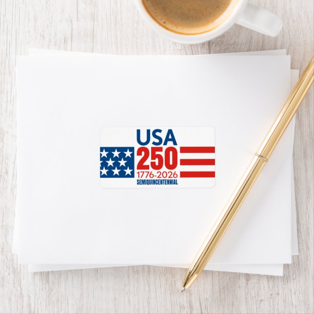 USA 250 - America's 250th Birthday - Stars Stripes Label (Insitu)