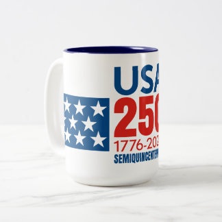 USA 250 - America's 250th Birthday - Stars Stripes Two-Tone Coffee Mug