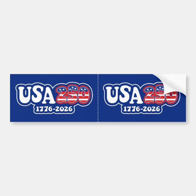 USA 250 - America's 250th Red White Blue - 2 on a Bumper Sticker (Front)