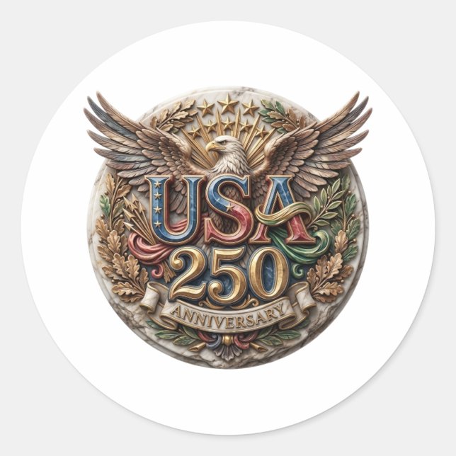 USA 250 ANNIVERSARY CLASSIC ROUND STICKER (Front)
