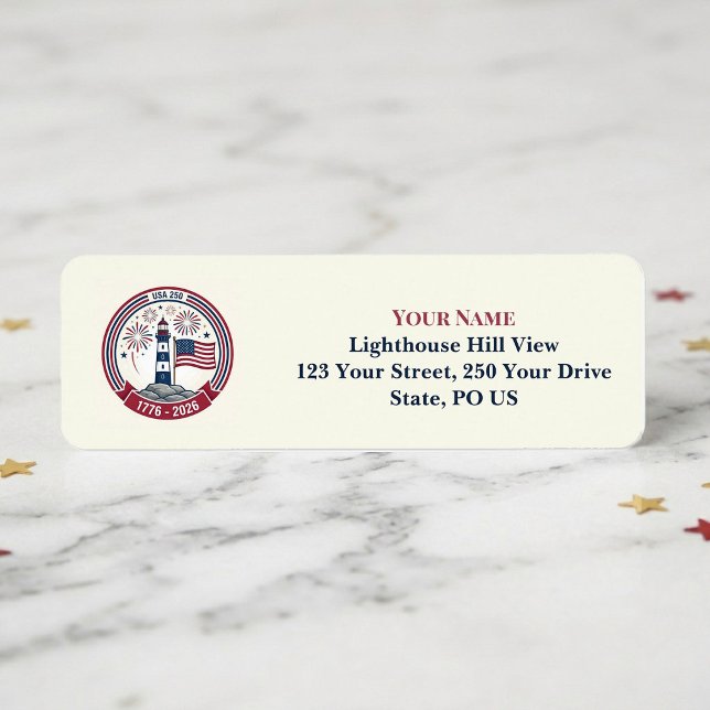 USA 250 Anniversary Lighthouse Red Blue Fireworks  (USA 250 Anniversary Lighthouse Red Blue Fireworks Label)