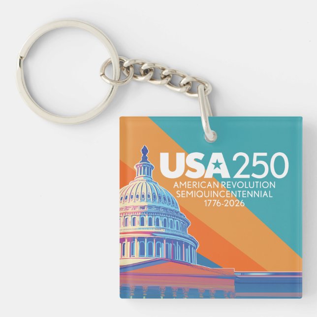 USA 250 Birthday Capital - America Celebration Keychain (Front)