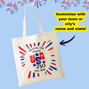 USA 250 Custom Town State Patriotic Red White Blue Tote Bag