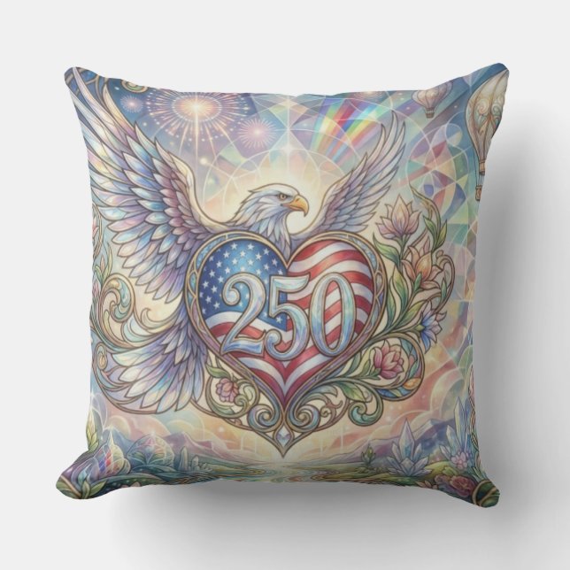 USA 250 Decorative, Patriotic Throw Pillow (Front)