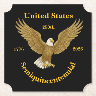 USA 250 Elegant Black Paper Coasters