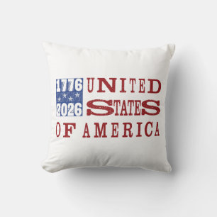 USA 250 Letterpress Style Throw Pillow