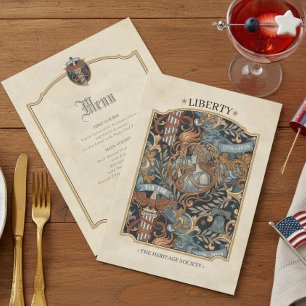 USA 250 Liberty Art Nouveau Border Menu ID1302 Invitation