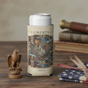 USA 250 Liberty Art Nouveau Pattern Border ID1302 Seltzer Can Cooler