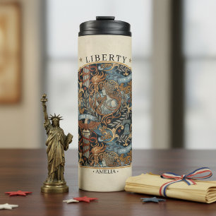 USA 250 Liberty Art Nouveau Pattern Border ID1302 Thermal Tumbler