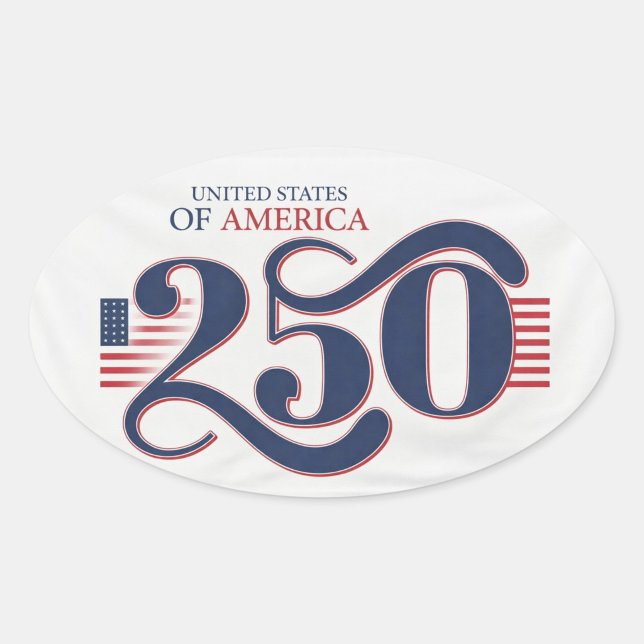 USA 250 Oval Patriotic Stickers  ("Celebrating 250 years of American Spirit")