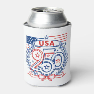 USA 250 Patriotic Anniversary Emblem Design Can Cooler